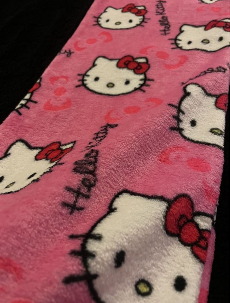 Плюшеві піжамні Штани Hello Kitty дитячі дорослі пижамные штаны китти