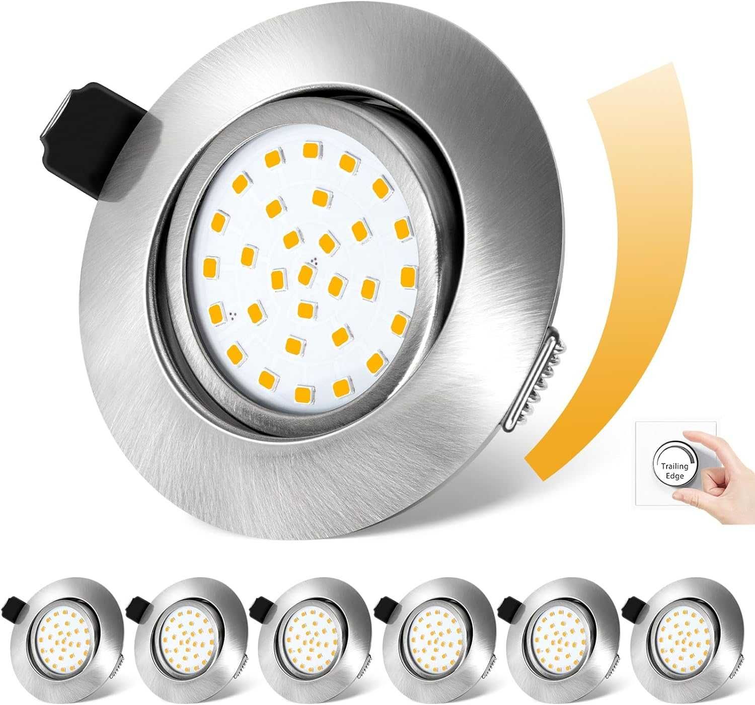 DEXNUMP - Reflektor LED do zabudowy, 6 szt. ultra płaskie, 230 V, 5 W