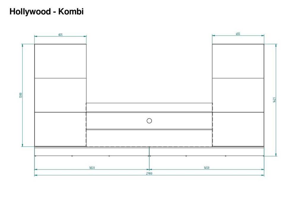 Стінка у вітальню, меблевий гарнітур HOLLYWOOD, польська фабрична