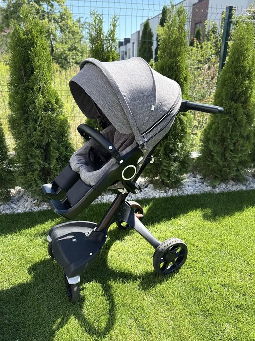 коляска Stokke Xplory V6 меланж cybex з чорною ручкою 2 в 1