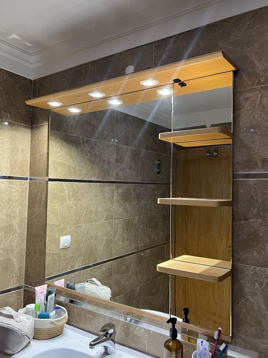 Espelho casa de banho com 3 focos de luz