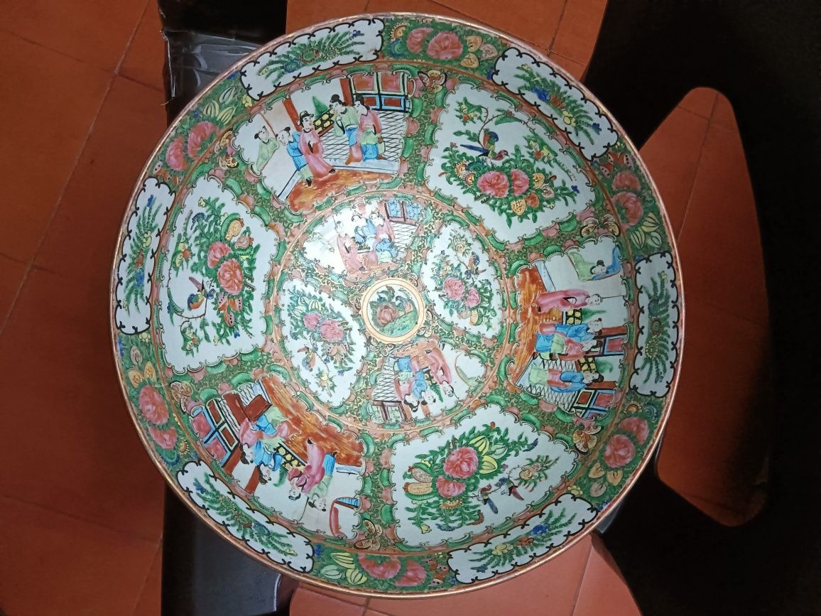Tigela grande de porcelana chinesa antiga