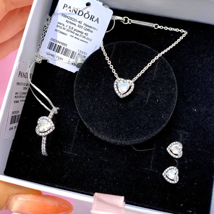 Сережки Pandora серце Оригінальні серьги Пандора нові кульчики срібні