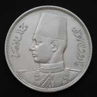 Egipt 10 piastr 1937 - król Faruk - srebro