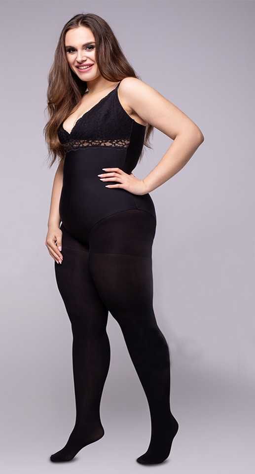 Rajstopy 80den Lida, 2 XXL, size ++ czarne , biodra do 170cm