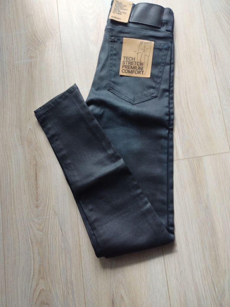 nowe H&M 29/32 S M skinny czarne tech stretch low waist