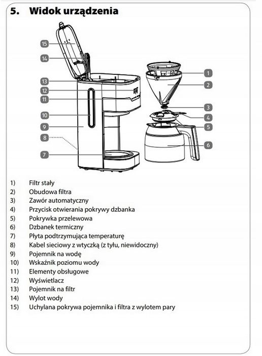 Przelewowy ekspres do kawy medion MD 18684