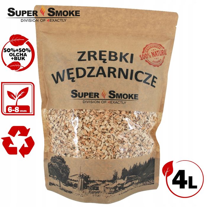 Zrębki Wędzarnicze Super Smoke OLCHA+BUK KL-08 (6-8mm) M Kraft 4L