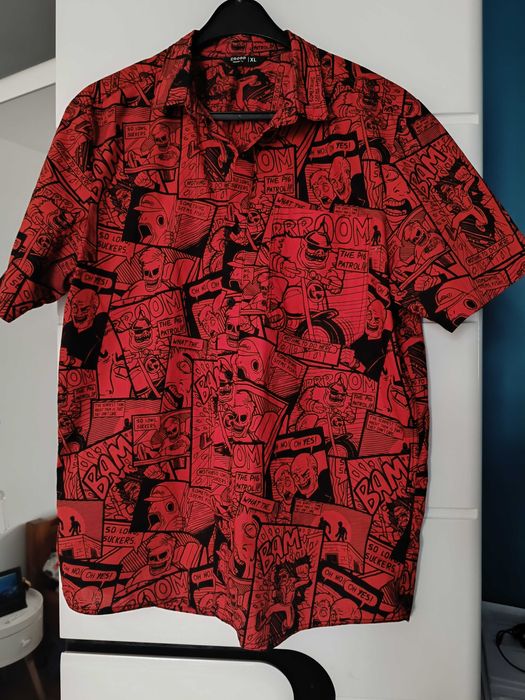 Koszula czerwona z czarnym komiksem męska, Cropp XL, regural fit