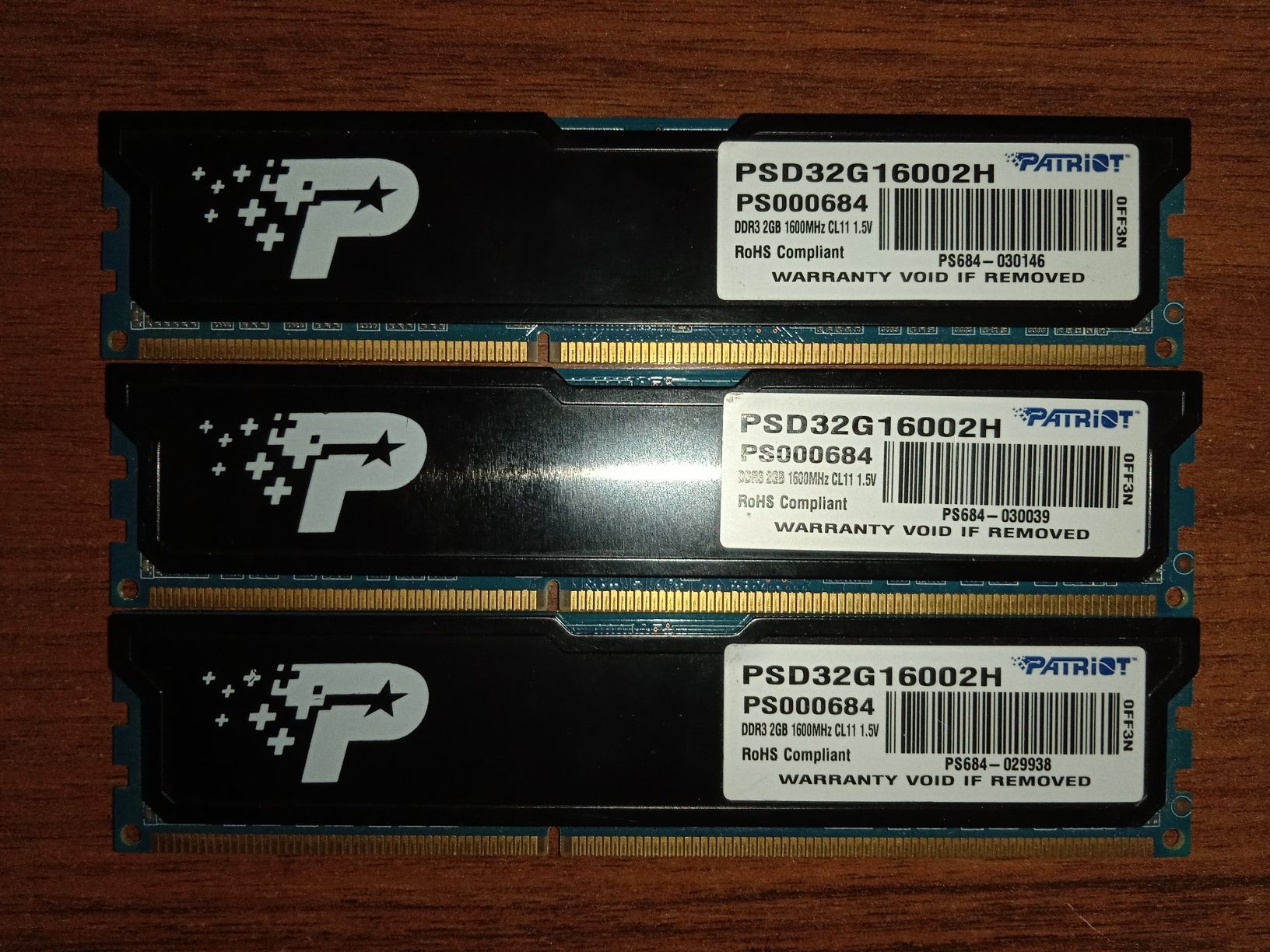Patriot ddr3 2gb 1600 MHz