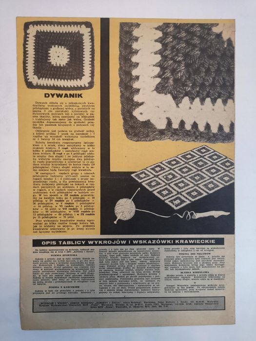 Moda I Życie 02/1967R - Wykroje I Wzory Nr 2/226