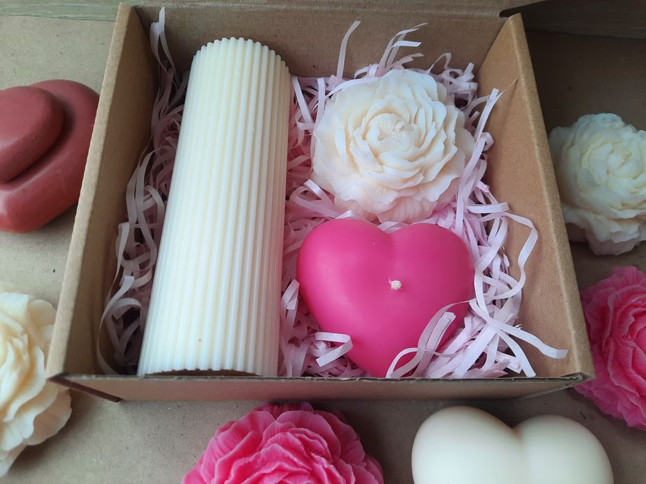 Подарунковий набір "For you"  свічки з оливкового воску ручна робота