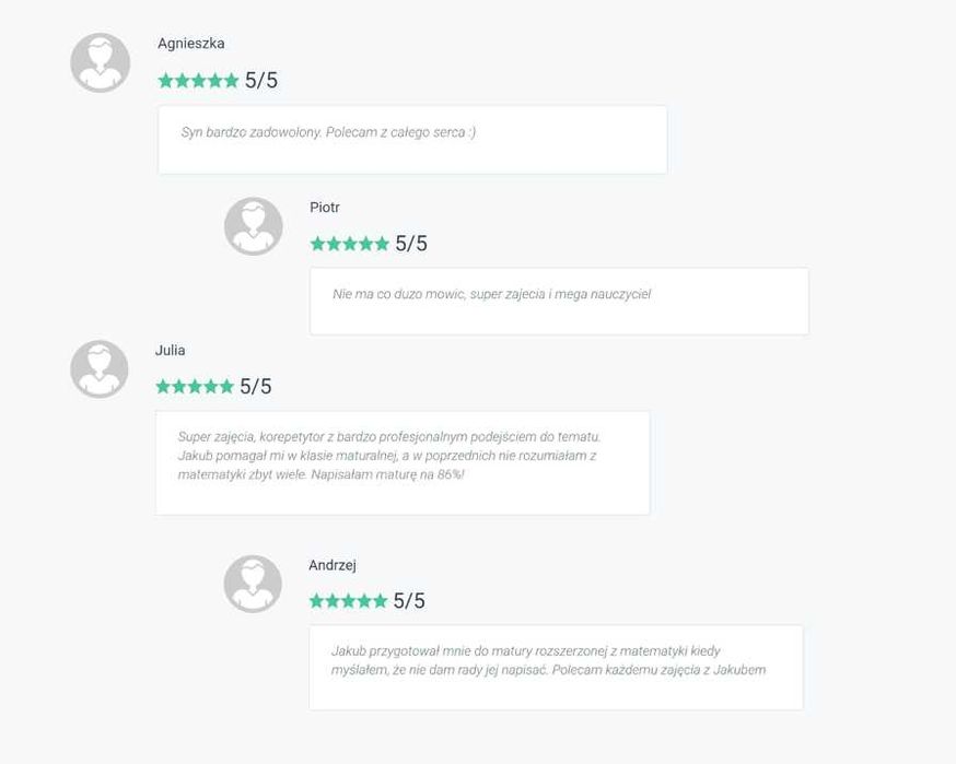 Korepetycje Matematyka - Matura, egz. 8kl - Ursynów / Wilanów / ONLINE