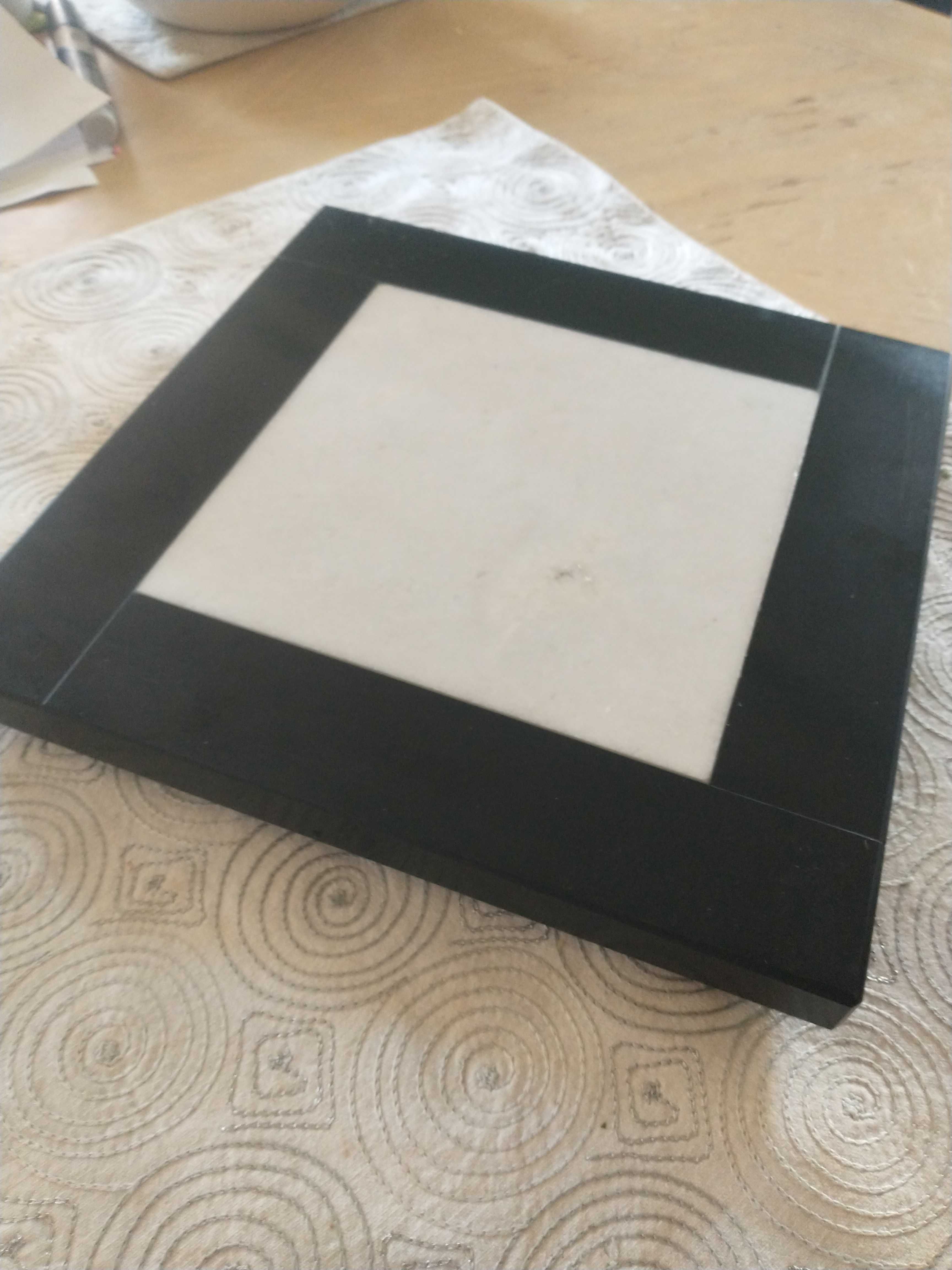 Deska granitowa granit do sera płytka 2x 23x23 kwadrat czarna biała