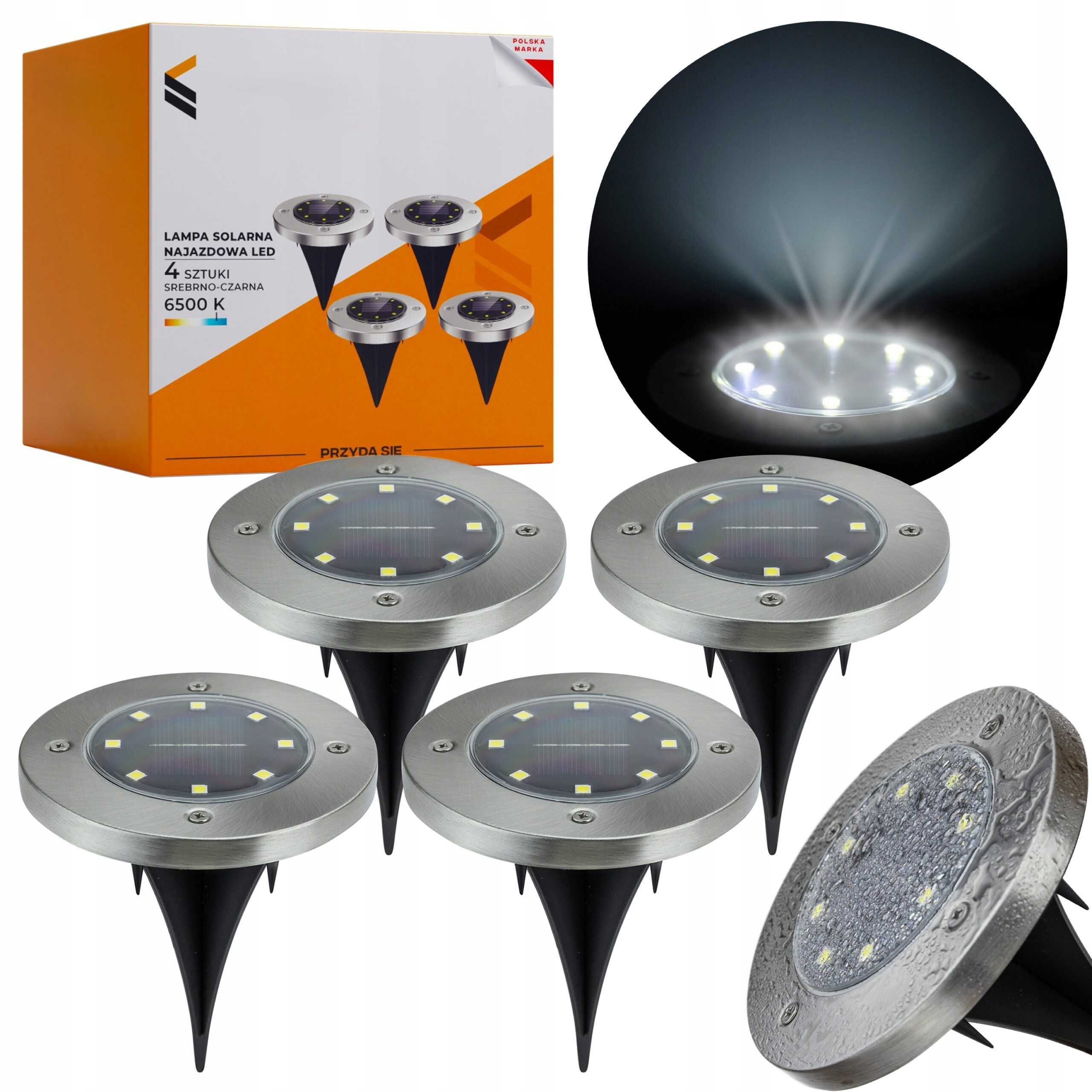 Lampy Solarne Ogrodowe z Czujnikiem LED Gruntowe ZESTAW 4 SZTUKI