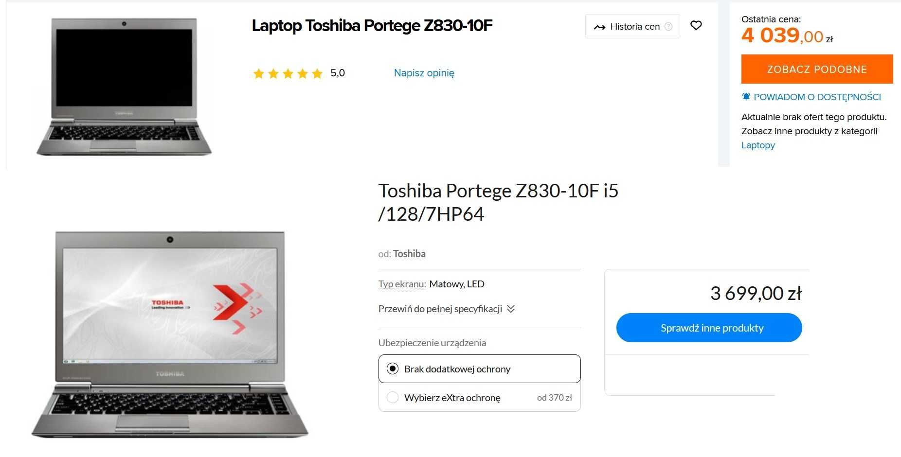 Ultrabook Toshiba Portege Z830 SSD i5 Ultra SLIM + Zasilacz ! Zobacz !