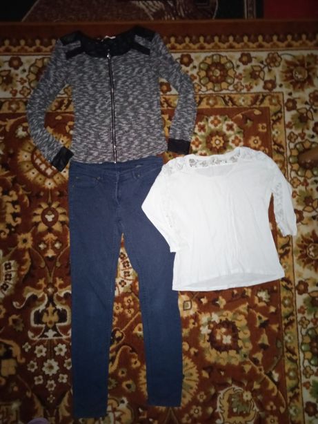 Пакет вещей/джинсы/блузка/кардиган