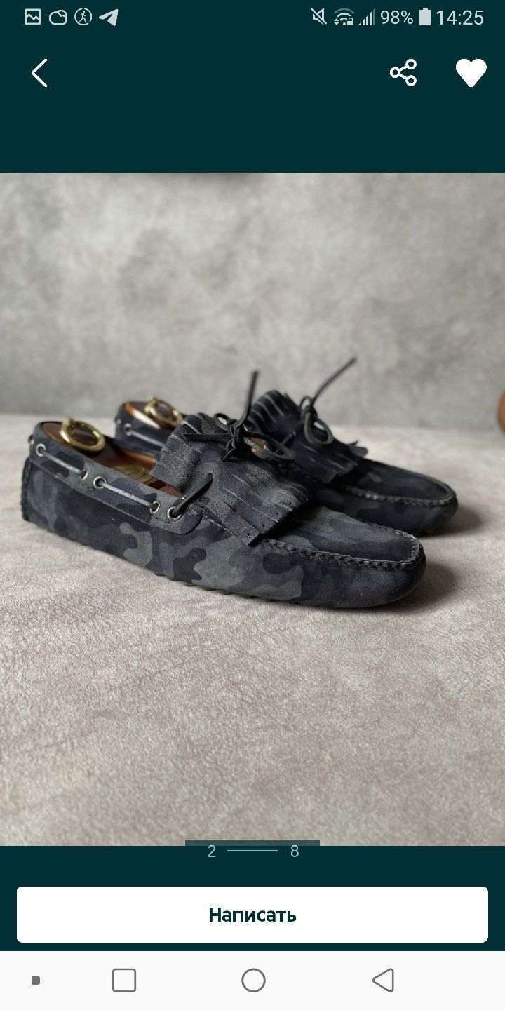 Оригінал шкіряні мокасини Car Shoe (Prada)27.5 см