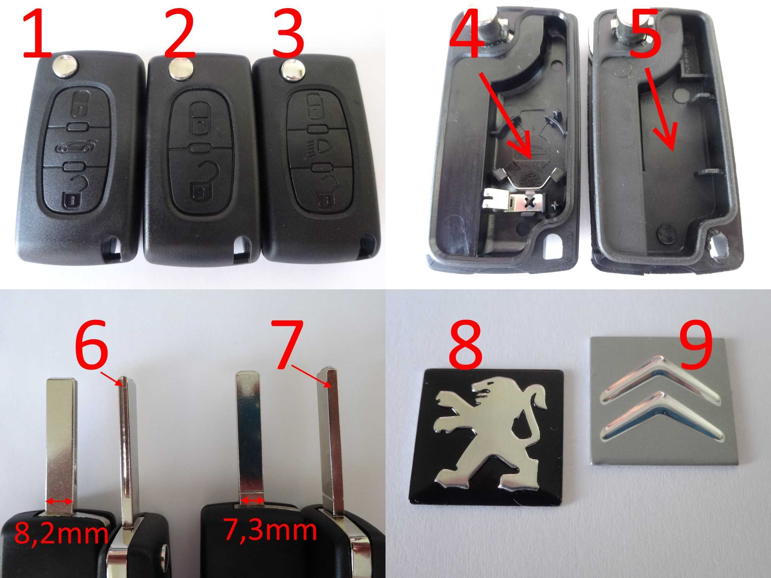 Peugeot 407 307 Citroen C5 C4 C3 C2 obudowa kluczyk pilot LOGO 308 207