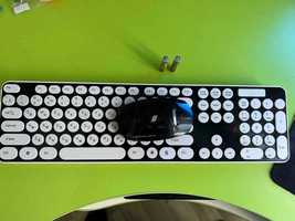 бездротова клавіатура+ мишка с круглими клавішами(ретро)