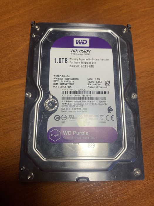 Накопичувач HDD SATA 1.0TB WD Nikvision Purple 5400rpm 64MB