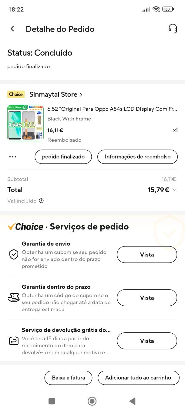 Ecrã novo OPPO A54S service pack