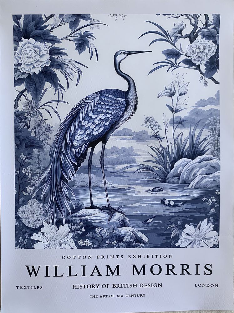 Gobelin na płótnie/Obrazek/William Morris/Crane Blue