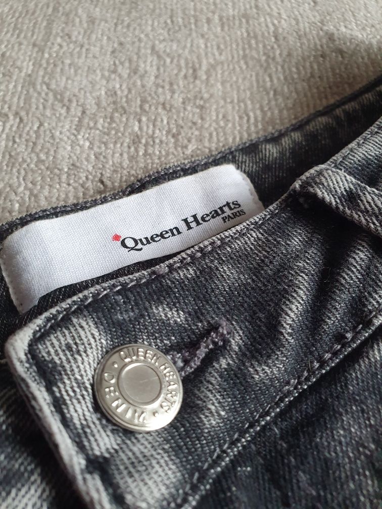 Spodnie jeansowe ciemne szare Queen Hearts XL