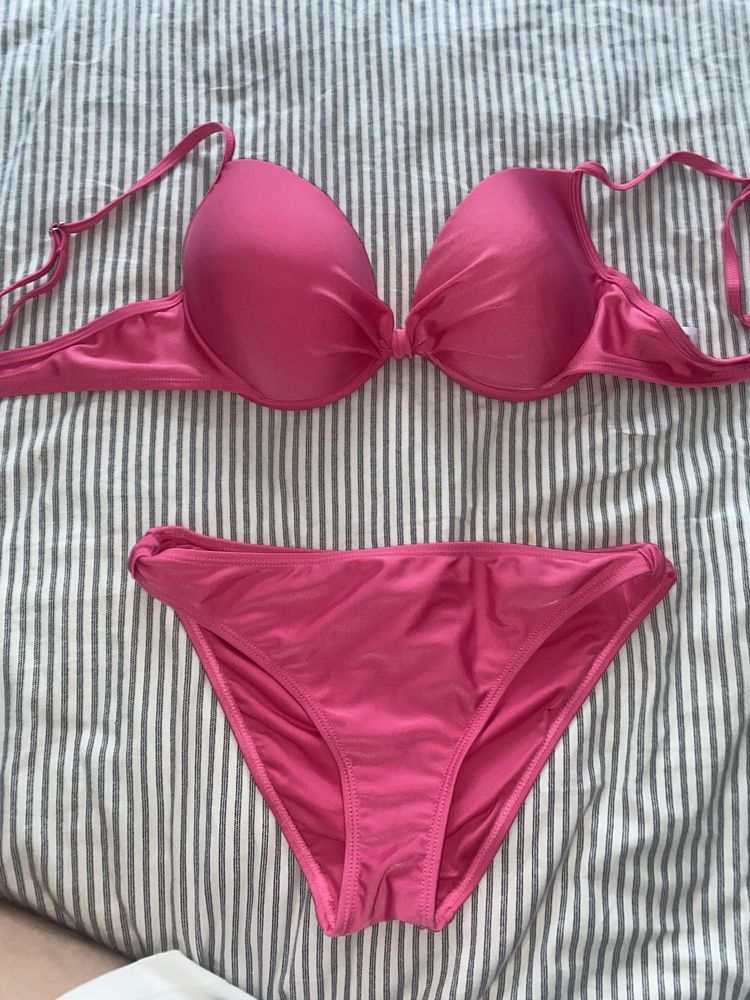 rozowe bikini push up strój kąpielowy kostium kapielowy xs m