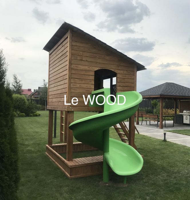 Майданчик дитячий. Комплекс. Будинок. Бесідка. Гірка. Гойдалка. Стіл.