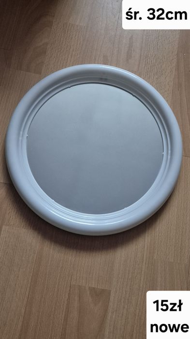 Nowe okrągłe lustro ścienne w plastikowej ramię średnica 32cm