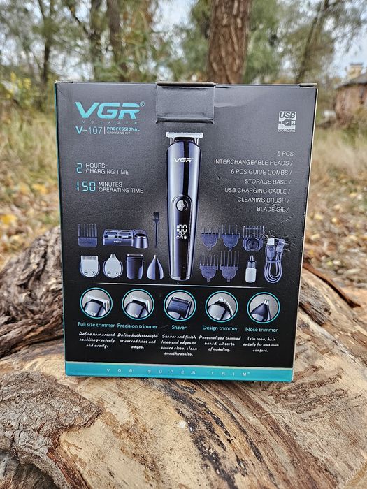 Машинка для стрижки VGR V-107 11в1 тример нос вуха трімер насадки