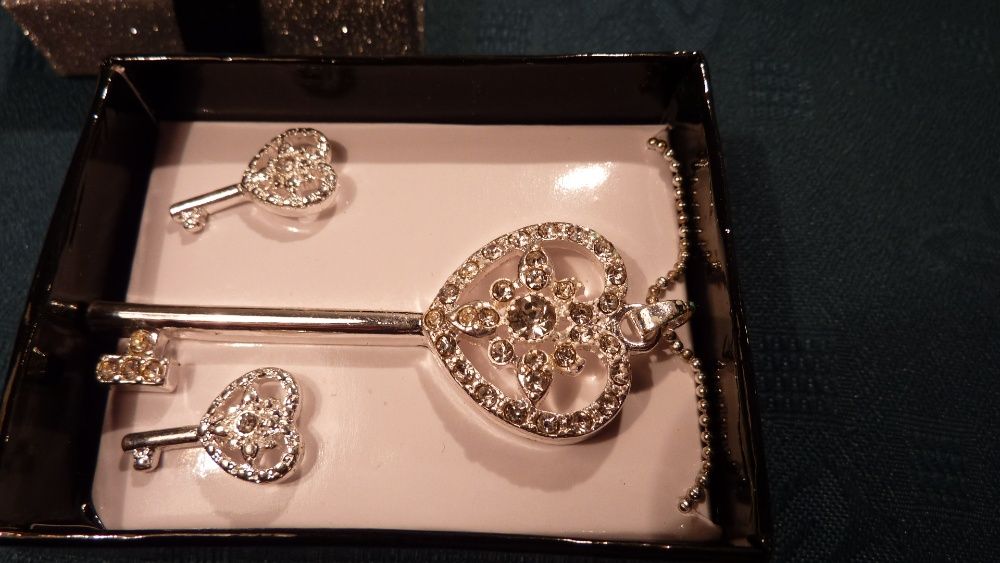 Biżuteria ślubna łańcuszek kolczyki z cyrkoniami