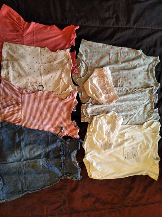 8 lotes de roupa de menina 1-2 anos