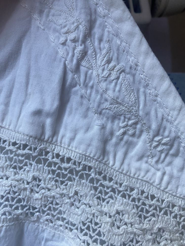 Biała letnia romantyczna sukienka haft ażurowe wstawki L XL