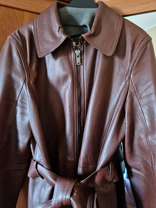 Massimo dutti кожаный тренч плащ