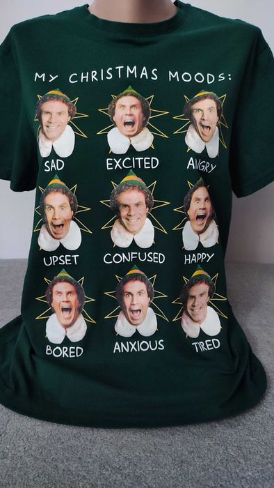 T-shirt klasyczny zielony świąteczny koszulka z nadrukiem rozmiar M