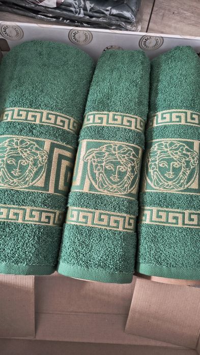 Ręczniki komplet 3częściowy grecki wzór meduza bawełniane