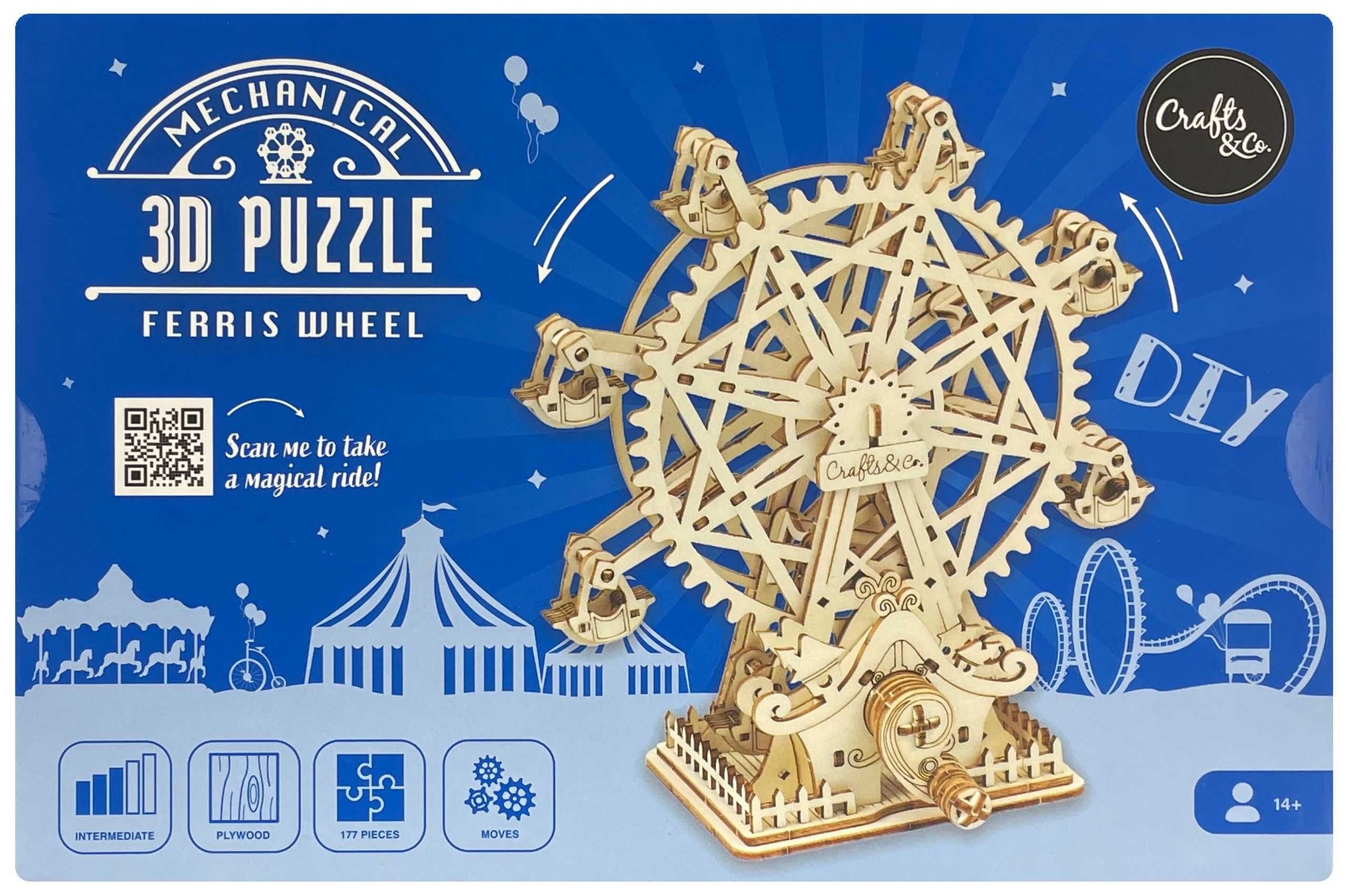 DIY Ruchome Drewniane Puzzle 3D Diabelski młyn