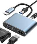 Przejściówka z USB C na HDMI VGA, Przejściówka 4 w 1 4K HDMI/1080P VGA