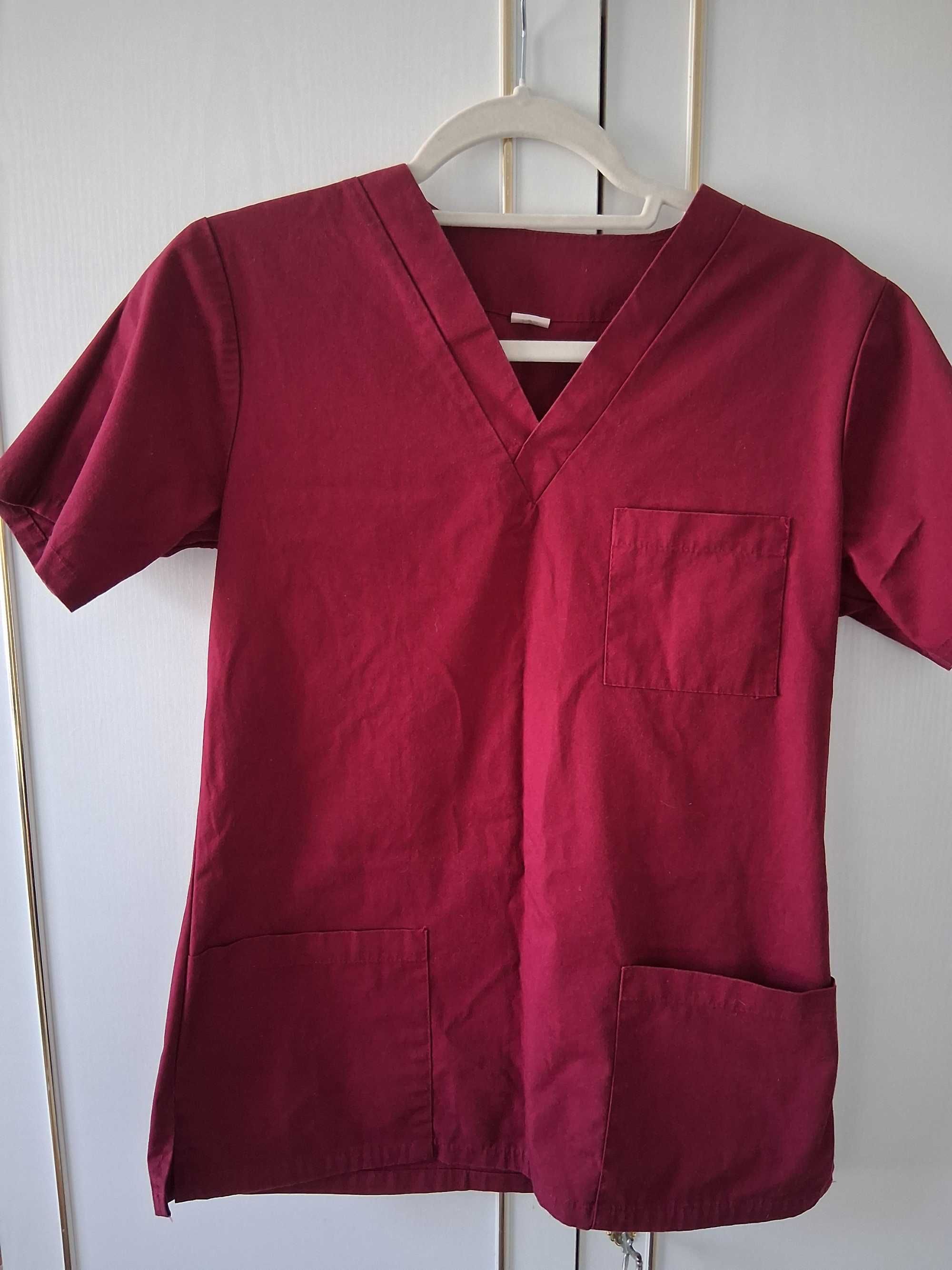 Komplet medyczny (scrubs) bordowy
