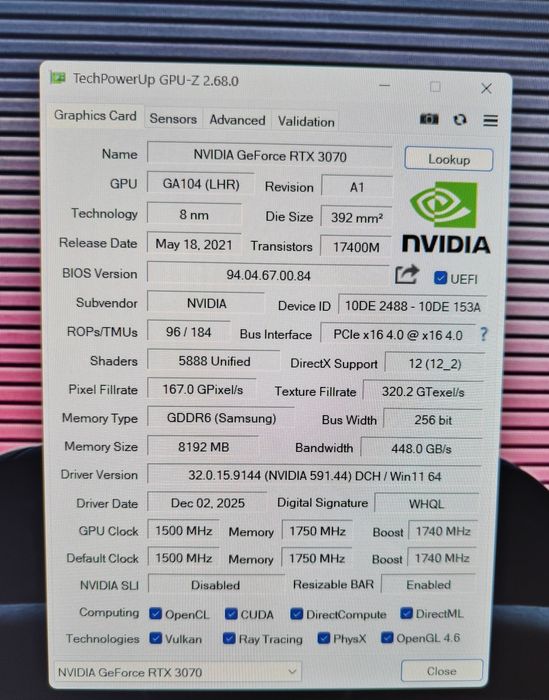 Продам видеокарту rtx3070 inno3d twin x2