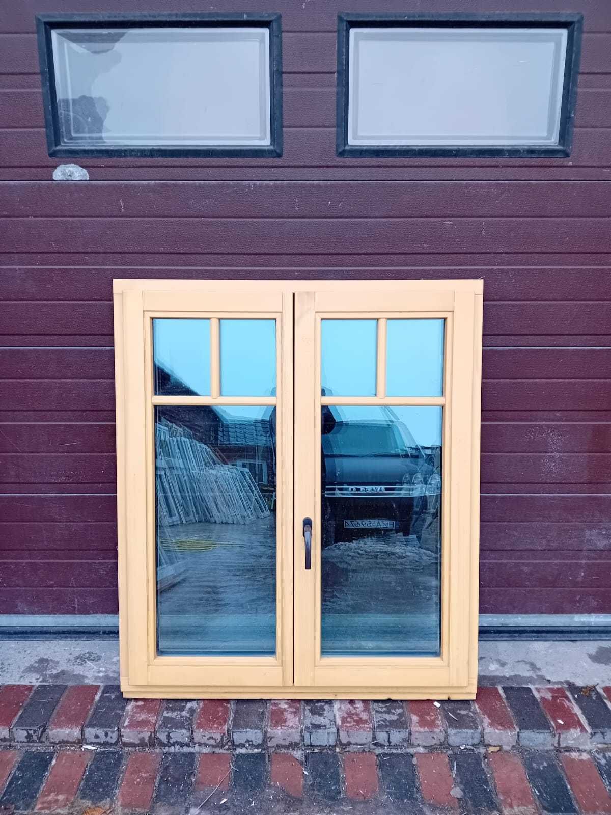 Okno dwuskrzydłowe aluminiowe brązowe drewniane 110x130 DOWÓZ KRAJ