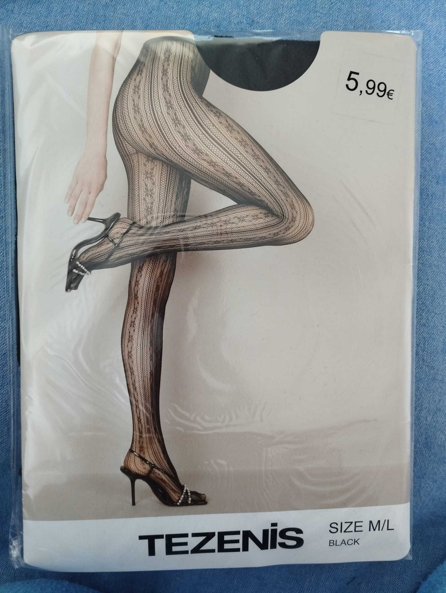 Collants renda / rede / desenhos M/L