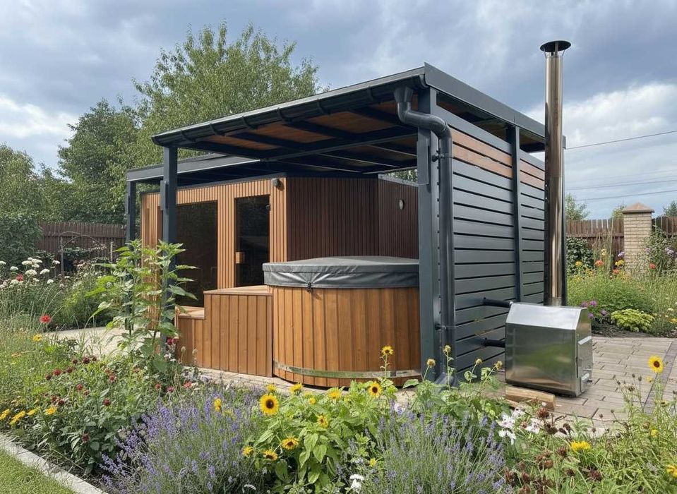 Zestaw ogrodowy - jacuzzi, sauna, beczka do schładzania
