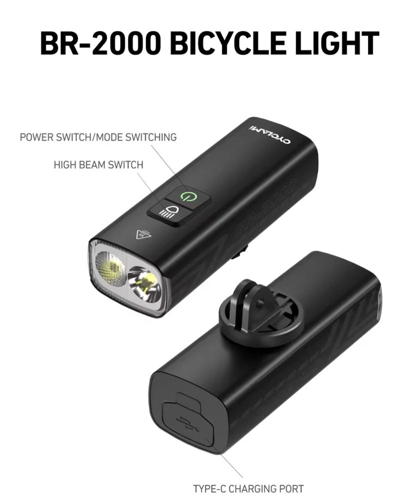 Свет как в паровозе велофара CYCLAMI BR2000 велосипедный фонарь алюми