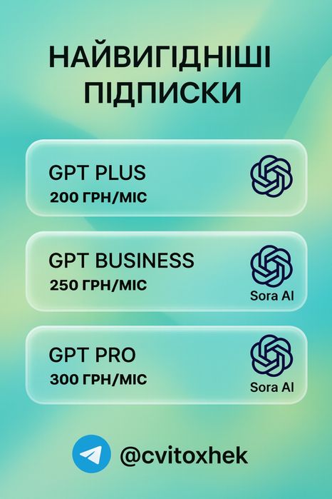 Підписка ChatGPT PRO  YouTube Premium   Dualingo Max