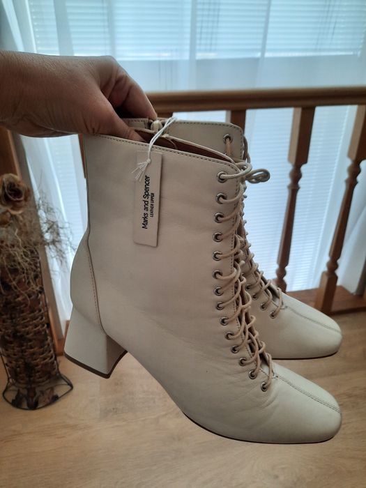 Кожаные ботильоны ботинки батального размера