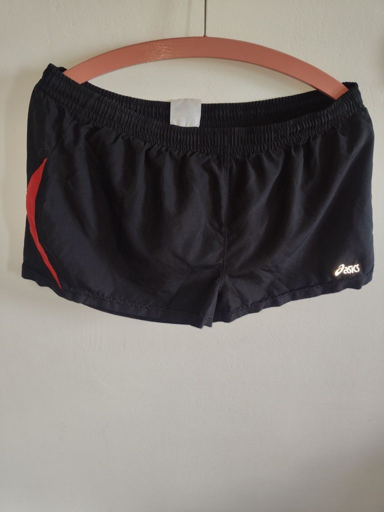 Markowe czarne krótkie spodenki Asics r M 38 szorty z siatką kieszeń