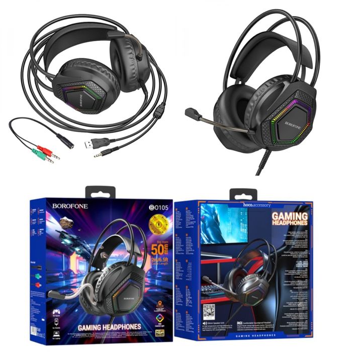 Комп'ютерні геймерські навушники borofone BO105